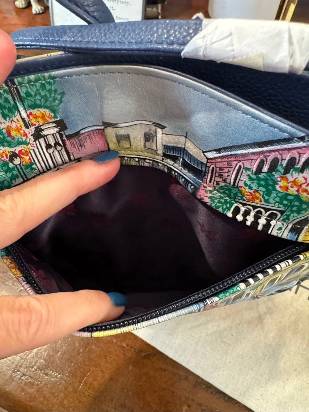 Anuschka Green Multicolor Venice Canal Canvas Crossbody